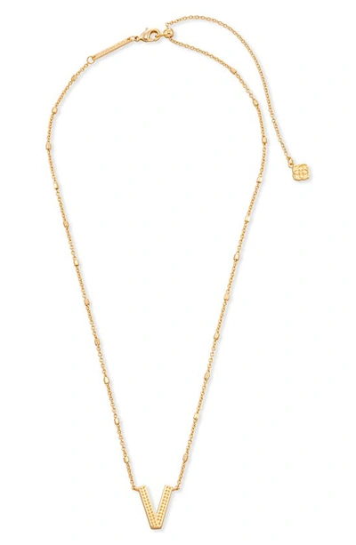 Shop Kendra Scott Initial Pendant Necklace In Gold Metal-v