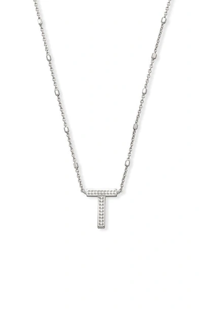 Shop Kendra Scott Initial Pendant Necklace In Rhodium Metal-t