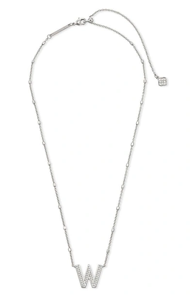 Shop Kendra Scott Initial Pendant Necklace In Rhodium Metal-w