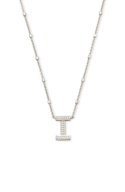 Shop Kendra Scott Initial Pendant Necklace In Rhodium Metal-i