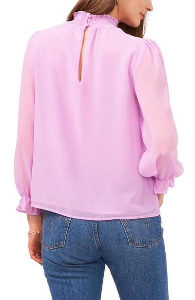 Shop 1.state Smocked Neck Long Sleeve Blouse In Violet Tulle