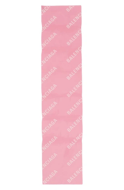 Shop Balenciaga Macro Logo Jacquard Wool Scarf In Pink/ White