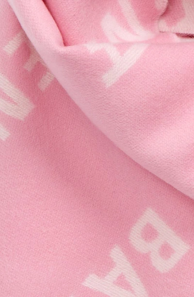 Shop Balenciaga Macro Logo Jacquard Wool Scarf In Pink/ White