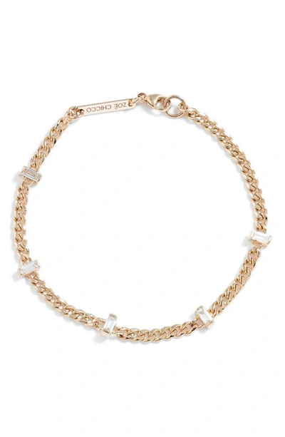 Shop Zoë Chicco Baguette Diamond Chain Bracelet In 14k Yg