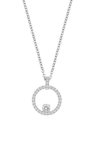 Swarovski Pave Circle Crystal Pendant Necklace In Silver