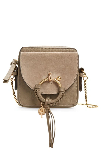 Shop See By Chloé Small Joan Suede & Leather Crossbody Bag In Motty Grey