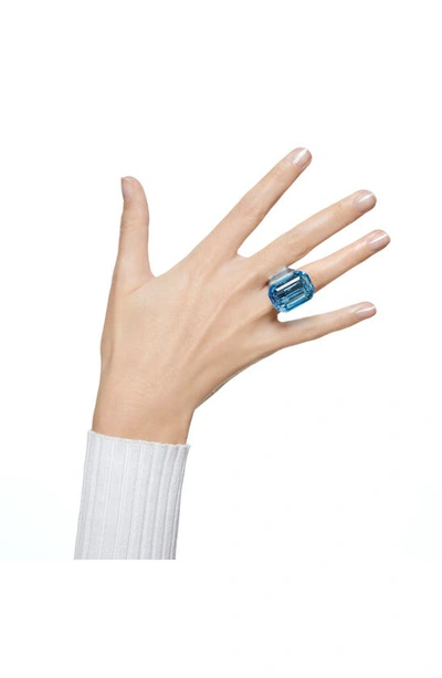 Swarovski Lucent Crystal Cocktail Ring In Aquamarine