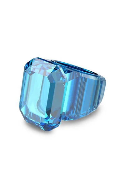 Swarovski Lucent Crystal Cocktail Ring In Aquamarine