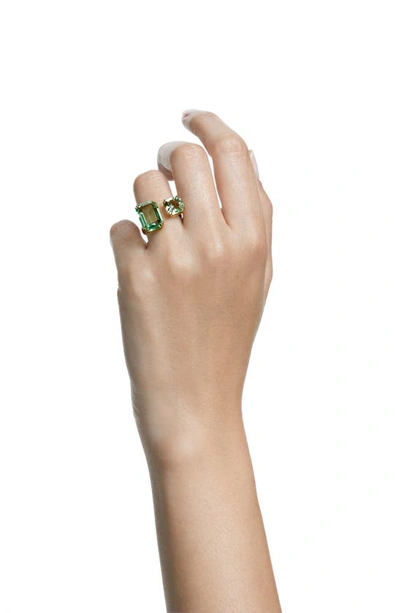 Swarovski Millenia Cocktail Ring Gold Shiny Peridot In Green