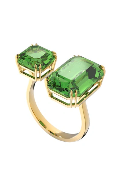 Swarovski Millenia Cocktail Ring Gold Shiny Peridot In Green