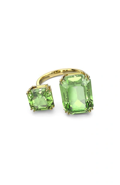 Swarovski Millenia Cocktail Ring Gold Shiny Peridot In Green