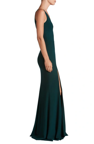 Shop Dress The Population Iris Slit Crepe Gown In New Pine
