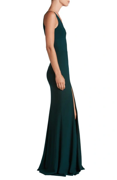 Dress The Population Iris Plunging Crepe Gown In New Pine