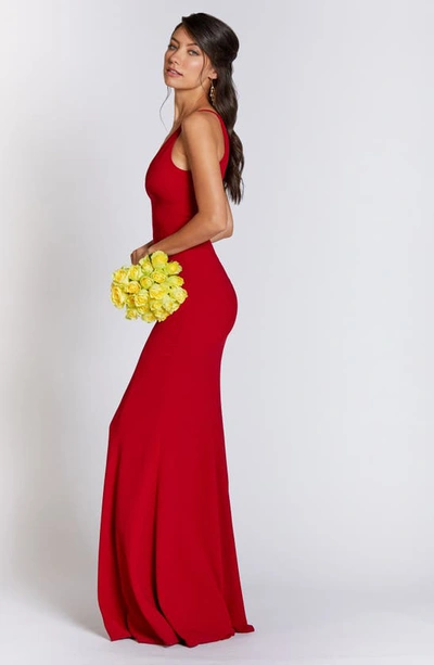 Dress The Population Iris Plunging Crepe Gown In New Pine