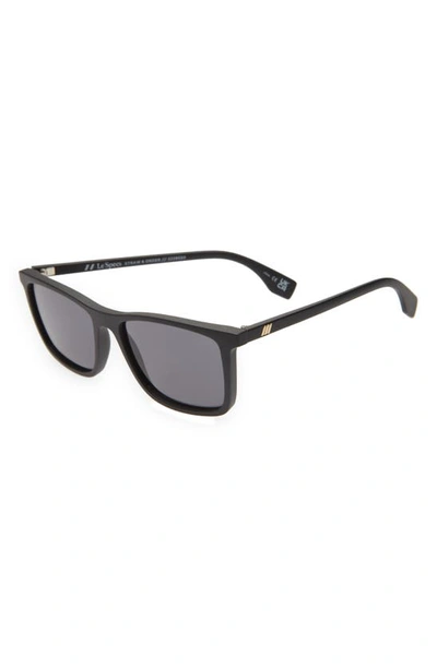 Shop Le Specs Straw & Order 56mm Square Sunglasses In Black Straw/ Smoke Mono
