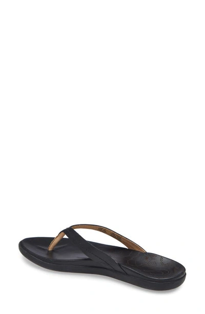 Shop Olukai Honu Flip Flop In Black/ Black