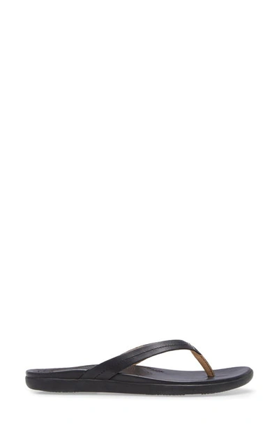 Shop Olukai Honu Flip Flop In Black/ Black