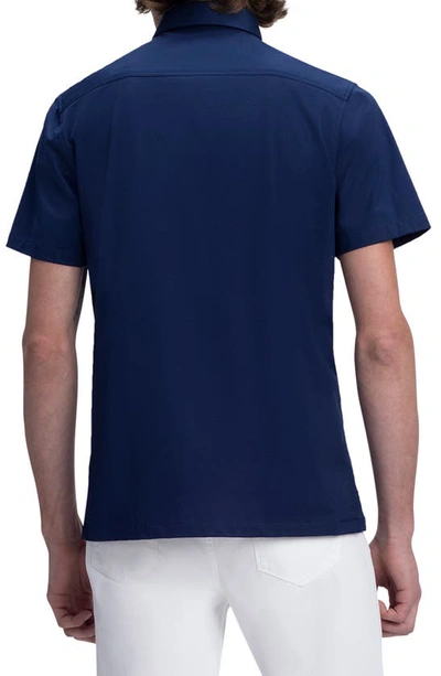 Shop Bugatchi Stretch Cotton Button-up Shirt In Navy