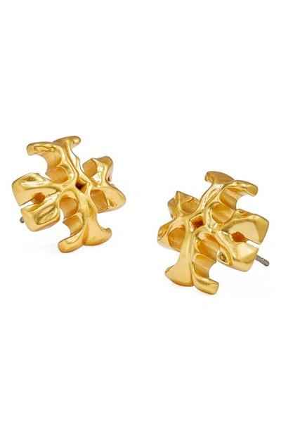 Shop Tory Burch Roxanne Stud Earrings In Rolled Brass
