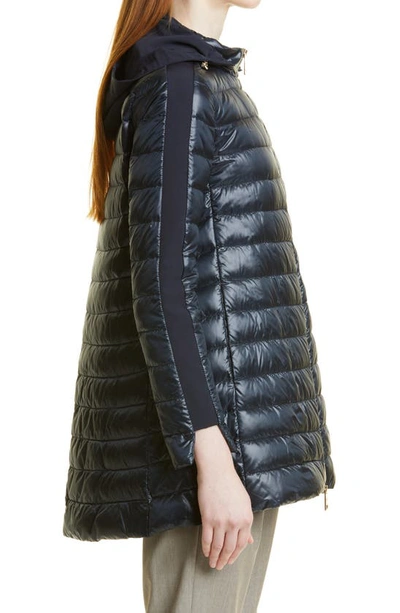 Shop Herno High/low Down Puffer Coat In Navy