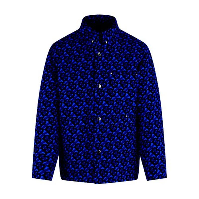 Shop Burberry Monogram Wool Jacquard Overshirt In Deep Royal Blue Pat