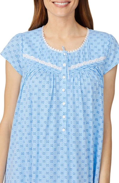 Shop Eileen West Print Cotton Nightgown In Blue Geo