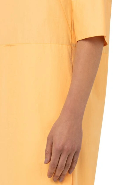 Shop Akris Trapezoid Cotton & Silk Poplin Midi Shift Dress In Marigold