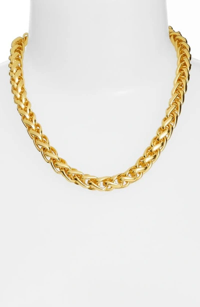 Shop Karine Sultan Braided Link Collar Necklace In Gold