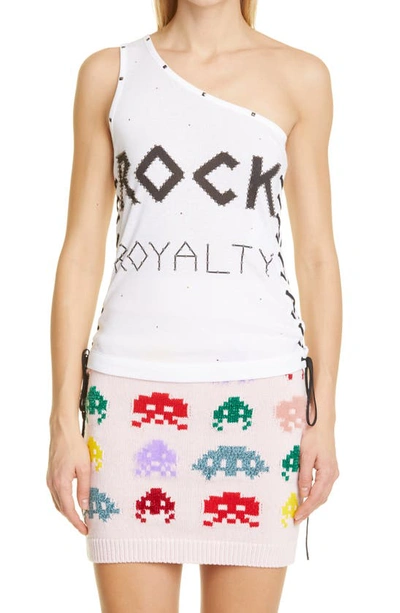 Shop Stella Mccartney Rock Royalty One-shoulder Graphic Tee In Pure White