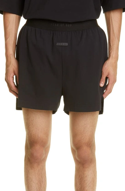 Shop Fear Of God Stretch Cotton Lounge Shorts In Black