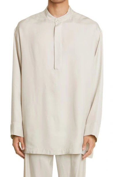 Shop Fear Of God Long Sleeve Lounge Shirt In Cement