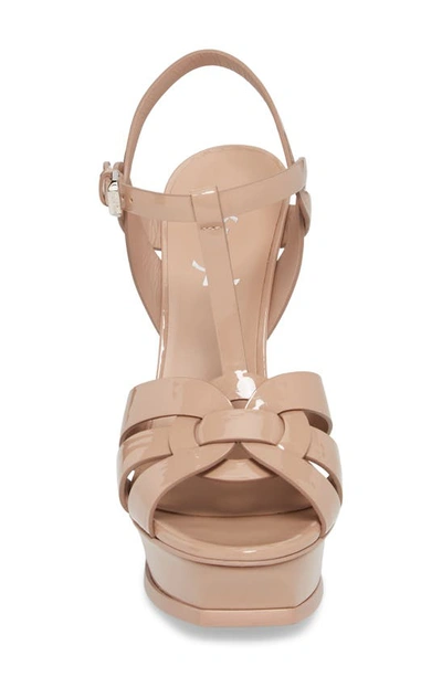 Saint Laurent Tribute Pink Sandals With Stiletto Heel And Cassandre In Leather Woman In Nude Rose