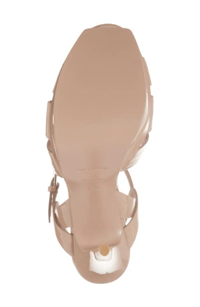 Saint Laurent Tribute Pink Sandals With Stiletto Heel And Cassandre In Leather Woman In Nude Rose