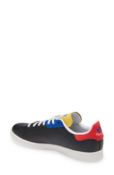 Shop Adidas Originals Stan Smith Low Top Sneaker In Black/ White/ Blue