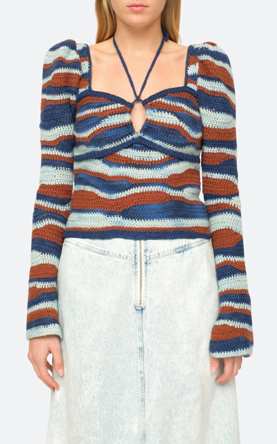 Shop Sea Women's Wavey Crochet Wool Sweater In Multi