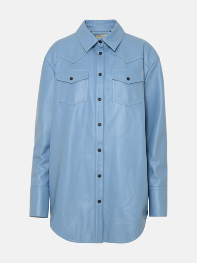 Shop The Mannei Light Blue Leather Shirt