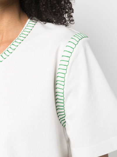 Shop Bottega Veneta Overlock Detail Cotton T-shirt In Weiss
