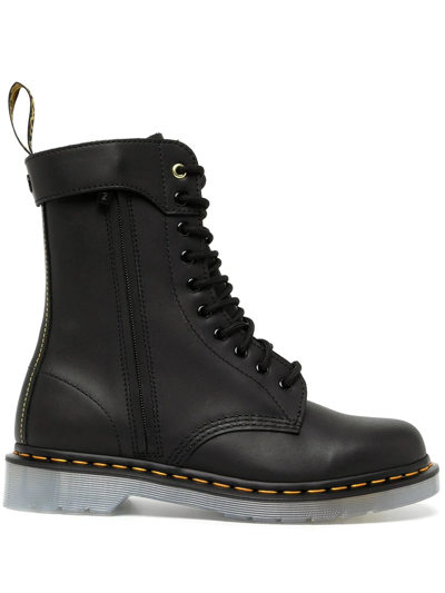 Shop Yohji Yamamoto X Dr. Martens 1490 Hidden Zip Yy Leather Boots In Schwarz