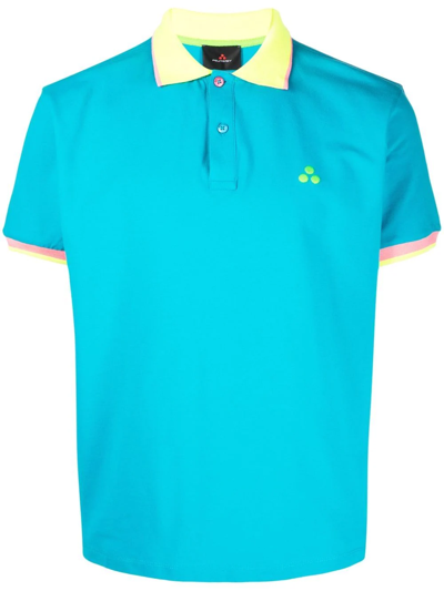 Shop Peuterey Contrast-trim Polo Shirt In Blau
