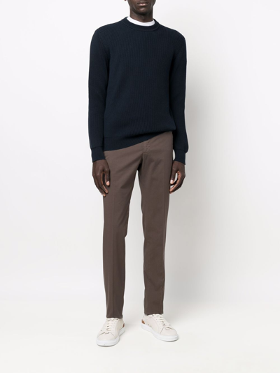 Incotex Tailored Brown Trousers With Comfortable Cotton-elastane Blend In Braun
