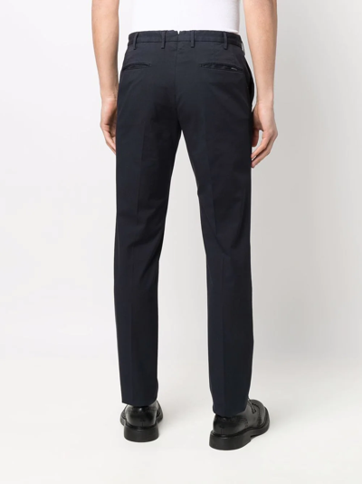 Shop Incotex Tailored-cut Cotton Trousers In Blau