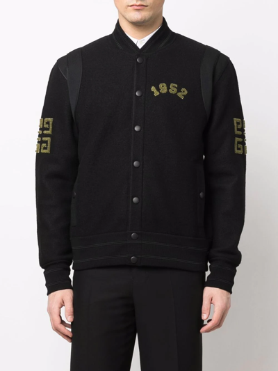 Shop Givenchy 4g Logo Wool Bomber Jacket In Schwarz
