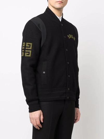 Shop Givenchy 4g Logo Wool Bomber Jacket In Schwarz