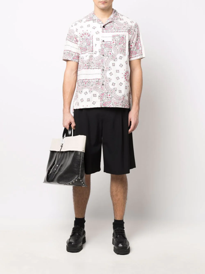 Shop Sacai Bandana-print Short-sleeve Shirt In Weiss