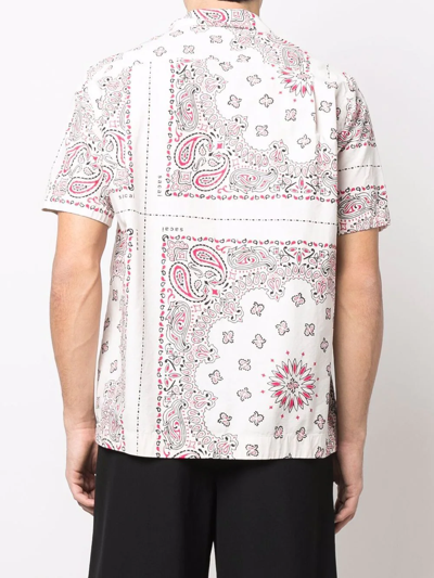 Shop Sacai Bandana-print Short-sleeve Shirt In Weiss