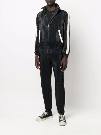 Saint Laurent Men's Shiny Side-stripe Track Pants In Schwarz