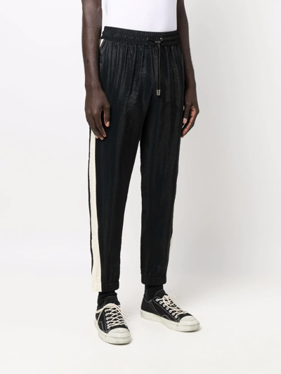 Saint Laurent Men's Shiny Side-stripe Track Pants In Schwarz