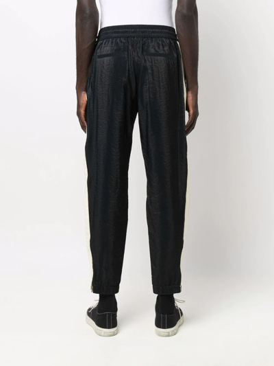 Saint Laurent Men's Shiny Side-stripe Track Pants In Schwarz