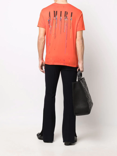 Amiri Paint Drip Relaxed-fit Cotton-jersey T-shirt In Orange
