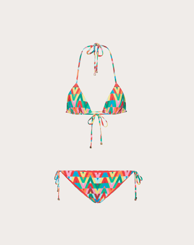 Valentino Archive Logo Print Bikini Set In Multicolored